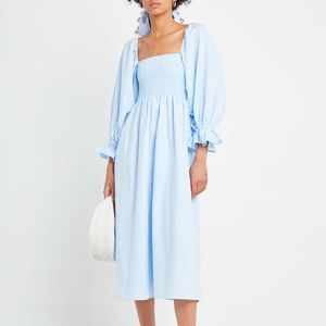 o.p.t. Light Blue Athena Midi Smocked Dress